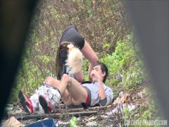 Hidden camera outdoor fucking